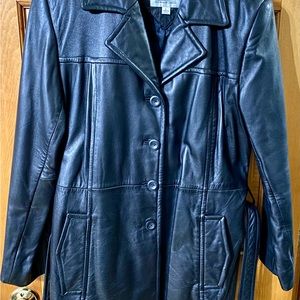 VALERIE STEVENS BLACK LEATHER COAT (JACKET)